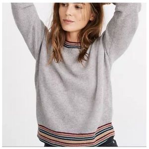 Madewell Rainbow Trim Cashmere Sweater